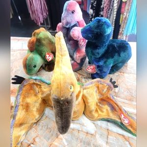 Super Rare Ty Beanie Baby Plush Dinosaurs full collection